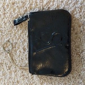 Victoria Secret black "leather" zip wristlet